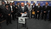 Alckmin lembrou as parcerias com a cidade, como o Hospital Municipal e a avenida das Orquídeas, que faz parte do Corredor Leste-Oeste (Foto: Guilherme Berti/PMMC)