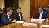 Prefeito Marcus Melo e o deputado estadual Marcos Damásio em audiência com o ministro Maurício Quintella - Foto Divulgação