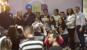 A EM Fujitaro Nagao, no Cocuera, conquistou os dois primeiros lugares na categoria Seguidor de Linha. A Fujitarinhos ficou em primeiro e a Fujitarinhos 2 em segundo lugar. (Foto: Junior Lago/PMMC)