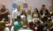 O primeiro lugar da categoria Sumô de Robôs ficou com as alunas da equipe da Girls Robotics, da EM Prof. Dr. Jair Rocha Batalha, Braz Cubas. A escola ficou com as duas primeiras colocações. (Foto: . . .