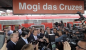 Governador João Doria anunciou o fim da baldeação durante evento realizado na Estação Mogi das Cruzes, com o prefeito Marcus Melo e autoridades (Ney Sarmento/PMMC)