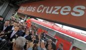 Governador João Doria anunciou o fim da baldeação durante evento realizado na Estação Mogi das Cruzes, com o prefeito Marcus Melo e autoridades (Ney Sarmento/PMMC)