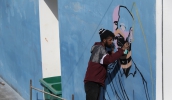 O aniversário do CEU das Artes reuniu programação cultural, esportiva e de lazer e teve a participação de 80 grafiteiros dando nova cara ao muro interno do equipamento (Ney Sarmento/ PMMC)