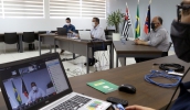 Em reunião online, o diretor do Sesc SP, Danilo Miranda, apresentou ao prefeito Marcus Melo o projeto de instalação da unidade provisória do Sesc em Mogi (Ney Sarmento/ PMMC)