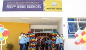 A equipe do CEIM Profª Ivone Baghosso recebeu a comunidade e autoridades no evento de início das atividades da unidade. (Divulgação/PMMC)