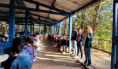 Técnicos pedagógicos do Departamento Pedagógico da Secretaria de Educação de Mogi das Cruzes e professores dialogaram com os alunos sobre os diferentes aspectos do Rio Tietê. (Divulgação/PMMC)