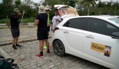 Apoio aos peregrinos está sendo realizado pela Coordenadoria de Turismo e atende os romeiros com água, informações sobre a Rota da Luz (Divulgação/PMMC)