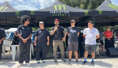 Prefeito Caio Cunha prestigiou a inauguração do Botyra Skate Park, ao lado do vereador Eduardo Ota e de Cid Sakamoto, da Mogi Skate Gang (Divulgação/PMMC)