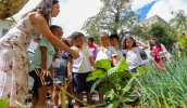 Crianças visitaram a área verde da sede do departamento. (Divulgtação/PMMC)