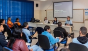 Secretária Patricia Cesare, Ricardo Moscatelli e Isabella Talamoni Lima formaram a mesa durante o evento desta terça-feira (17/6), na Escola de Governo e Gestão (Divulgação/PMMC)