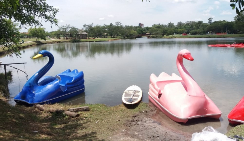 Pedalinhos atenderão os frequentadores do Parque Centenário a partir desta quinta-feira, com passeios que serão feitos em um dos lagos do local (Divulgação)