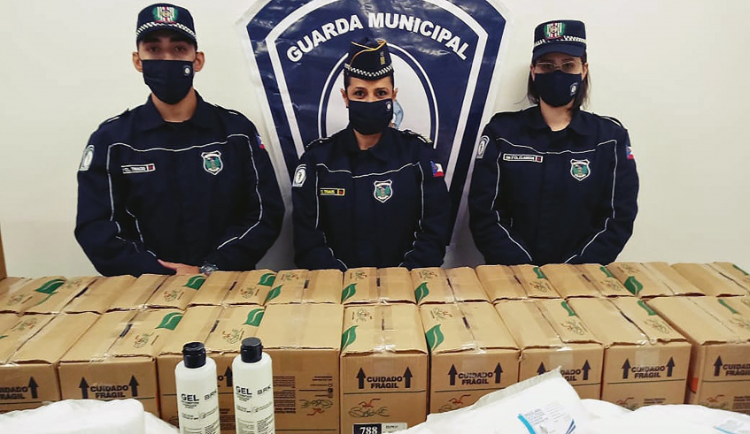 Guarda Municipal recebeu doação de máscaras descartáveis, luvas e álcool em gel do Ministério da Justiça e Segurança Pública para o trabalho de combate ao coronavírus (Divulgação)