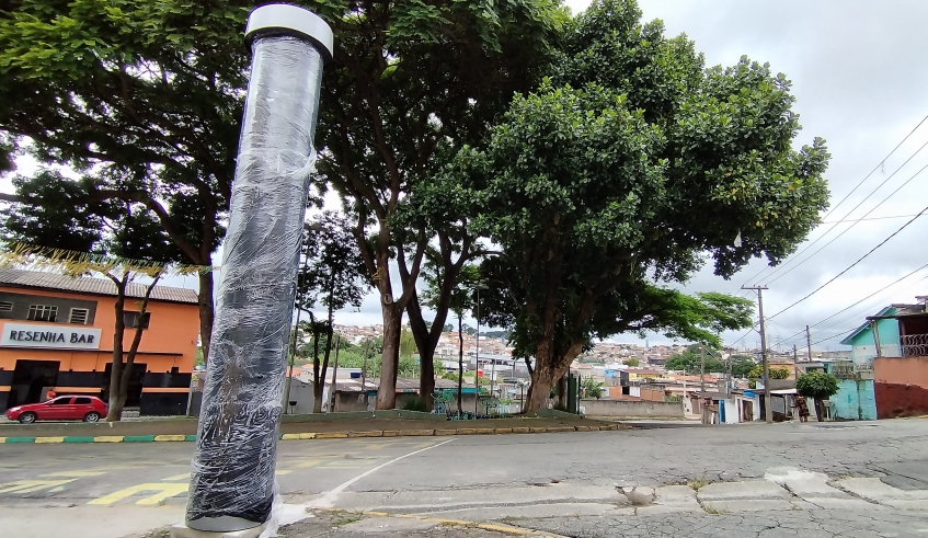 Totens de segurança estão sendo instalados em dez locais em Mogi das Cruzes, como na região conhecida como Praça da Jaca, no distrito de Braz Cubas (Divulgação/PMMC)
