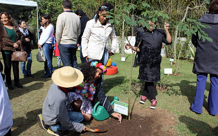 Alunos participaram do plantio de um ipê amarelo e festejaram a data com a apresentação de dança e teatro sobre a preservação da natureza.