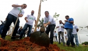 Prefeito Marcus Melo e secretários municipais também plantaram mudas. Até o final deste mês serão 2 mil novas árvores na cidade. (Foto: Ney Sarmento/PMMC)