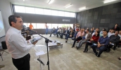 O prefeito Marcus Melo destacou a parceria entre o poder público e as empresas em benefício do desenvolvimento da cidade. (Foto: Guilherme Berti/PMMC)