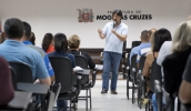 Prefeito em exercício, Juliano Abe lembrou que o novo aplicativo fará com que a Administração Municipal receba informações com mais rapidez (Junior Lago/PMMC)