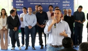 O secretário estadual de Habitação, Flavio Amary, falou sobre a importância de as famílias cuidarem bem do condomínio e das casas que agora são delas (Ney Sarmento/ PMMMC)