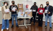 Presidente do Fundo Social de Mogi recepcionou o vereador Bi Gêmeos e representantes da banda raiz Brasil para a a entrega dos 500 pares de meia por eles arrecadados