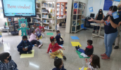 A equipe de Educação Infantil do Departamento Pedagógico recebeu os alunos. (Divulgação/SME)