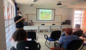 O palestrante convidado foi o biólogo Tarcísio George de Oliveira Silva, especialista em Entomologia Urbana (UNESP - Rio Claro/SP)