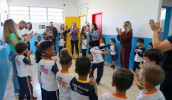 A EM Profª Mathilde Pires de Campos Masci, no bairro São João, em Mogi das Cruzes, é a primeira a ser atendida pelo projeto piloto. (Divulgação/PMMC)
