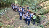 Alunos realizam visitas ao Parque Municipal, onde percorrem trilhas e conhecem o ecossistema local (Divulgação/PMMC)