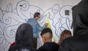 Oficina sobre grafitagem explica técnicas que são utilizadas na pintura dos muros e paredes (Foto: Warley Kenji/PMMC)