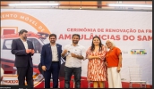 Como prefeito anfitrião, Caio Cunha recebeu a primeira chave dos veículos entregues, que possuem equipamentos de ponta e garantem atendimentos mais eficientes