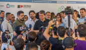 Governador Tarcísio de Freitas destacou investimentos nas áreas da Saúde, Mobilidade e Saneamento Básico, durante evento de inauguração da Praça da Cidadania (Divulgação/PMMC)