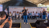 Governador Tarcísio de Freitas destacou investimentos nas áreas da Saúde, Mobilidade e Saneamento Básico, durante evento de inauguração da Praça da Cidadania (Divulgação/PMMC)
