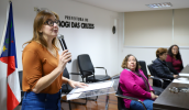 A prefeita Mara Bertaiolli destacou a importância da participação dos conselheiros e o empenho da Administração Municipal em oferecer uma merenda de qualidade para os alunos. (Divulgação/PMMC)