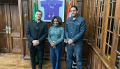 O secretário municipal de Esporte e Lazer, Fred Abib, e o adjunto Guilherme Filipin se reuniram com a secretária estadual de Esportes, Helena Reis, em São Paulo (Divulgação/PMMC)