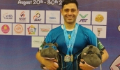 Caique Aimoré conquistou medalhas de ouro nos 50 metros peito e 100 metros costas e o bronze nos 100 metros peito e 50 metros costas do Campeonato Mundial Virtus (Divulgação)