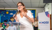 "Anunciamos a reforma desta escola, trazendo cada vez mais qualidade para o trabalho que vocês fazem aqui. É uma reforma planejada com muito carinho”, disse a prefeita. (Divulgação/PMMC)