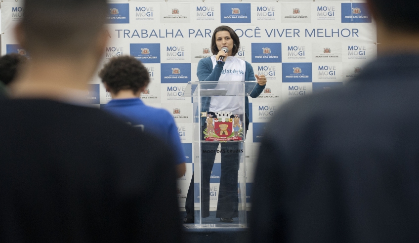 Marilisa Cardoso, do Magistéria, um dos 17 projetos apresentados na mostra, destacou a importância do Polo Digital para os empreendedores da região. (Foto: Junior Lago/PMMC)