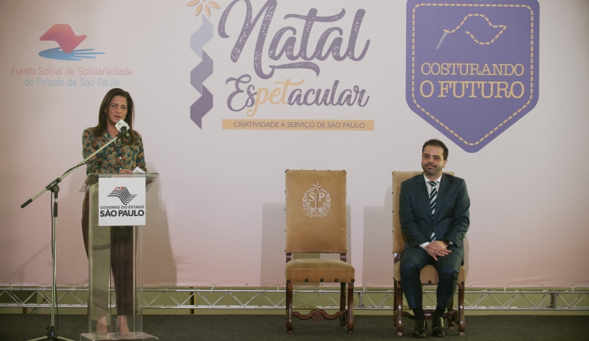 A primeira-dama do Estado e presidente do FUSSESP, Lúcia França, ao lado do chefe de gabinete, Eder Rafel dos Santos, comandou a cerimônia (Junior Largo/ PMMC)