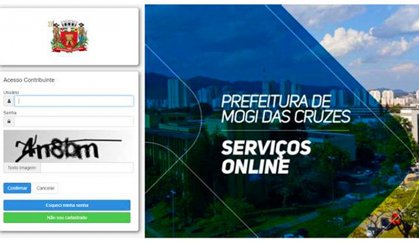 Para se cadastrar, contribuinte deve clicar no botão "Não sou cadastrado" e preencher os dados solicitados; após cadastro e análise de documentos anexados, será enviado e-mail com login e senha