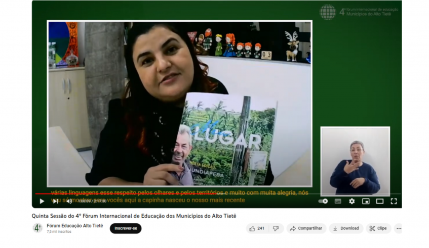A secretária de Educação, Patrícia Helen Gomes dos Santos, apresentou a Revista Meu Lugar, desenvolvida pelo Deped e que teve sua quarta edição lançada no último mês. (Divulgação/PMMC)