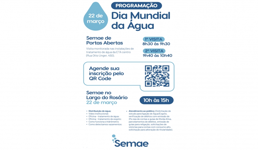 Programação inclui visita monitorada e oficinas de demonstração do tratamento de água e tratamento de esgoto (Divulgação/Semae)