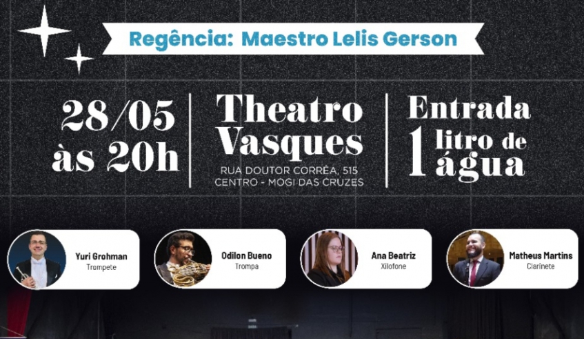 Concerto Solidário Pratas da Casa será comandado pela Banda Sinfônica na próxima terça-feira e os ingressos serão 1 litro de água, para as vítimas do Rio Grande do Sul