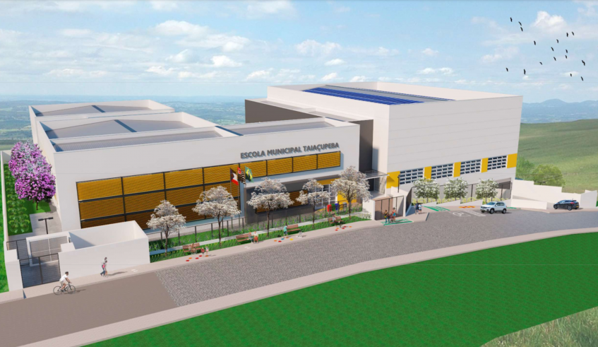 A nova escola contará com dois pavimentos e uma ampla gama de espaços modernos e funcionais. (Divulgação/PMMC)