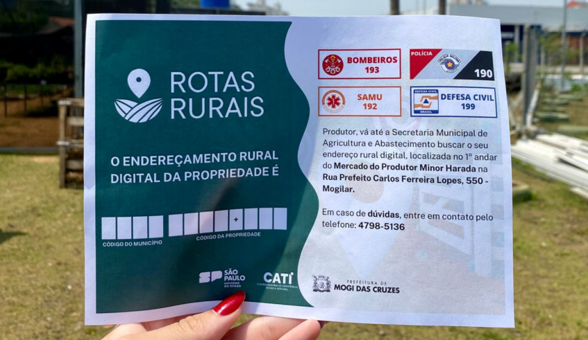 O endereço digital rural utiliza tecnologia avançada, tomando como apoio informação e geolocalização, para localizar propriedades rurais com precisão (Divulgação/PMMC)