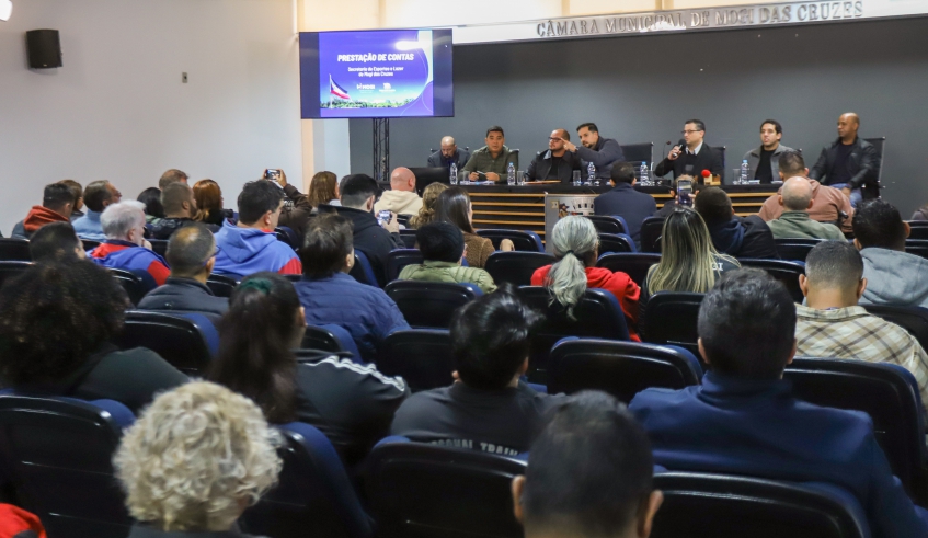 Ações, projetos e investimentos realizados pela Secretaria de Esporte e Lazer foram apresentados durante audiência realizada na Câmara Municipal (Divulgação/PMMC)