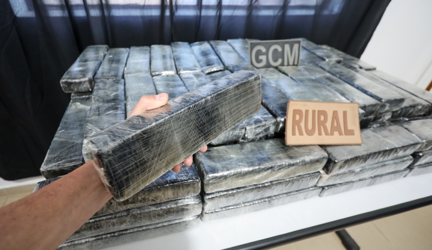 Entorpecente foi encontrado em área de mata no Conjunto Toyama, em ação da Patrulha Rural da Guarda Civil Municipal, com o apoio do Canil da corporação (Divulgação/PMMC)