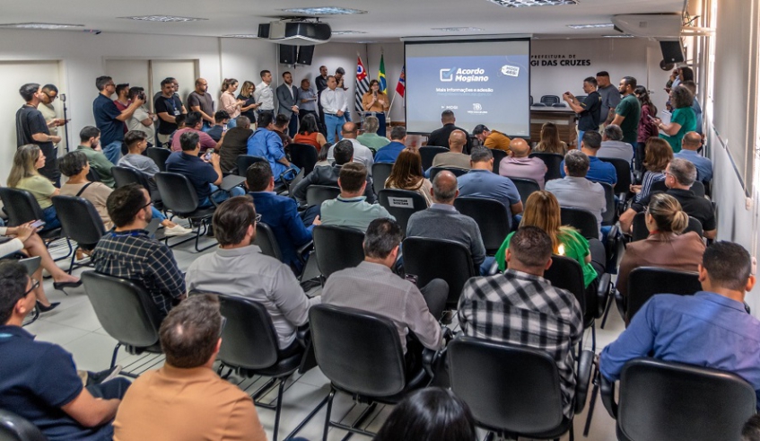 Apresentação do Acordo Mogiano aconteceu nesta quarta-feira, dia 3 de setembro, no Auditório da Prefeitura, que ficou lotado (Divulgação/PMMC)