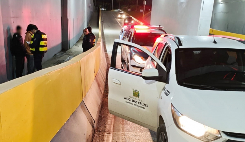 Responsáveis pela pichação foram abordados pelo Departamento de Fiscalização de Postura e pela Guarda Civil Municipal na passagem subterrânea (Divulgação/PMMC)