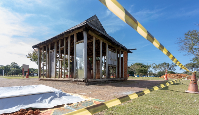 Programa Oficina Escola de Patrimônio Cultural (POEP) promove restauração da Casa do Imigrante, no Parque Centenário da Imigração Japonesa (Divulgação/PMMC)