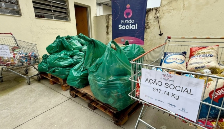Ao todo, foram arrecadados 517 quilos de alimentos na 4ª Edição do Festival Color Guard da AFABAMC. (Divulgação/PMMC)