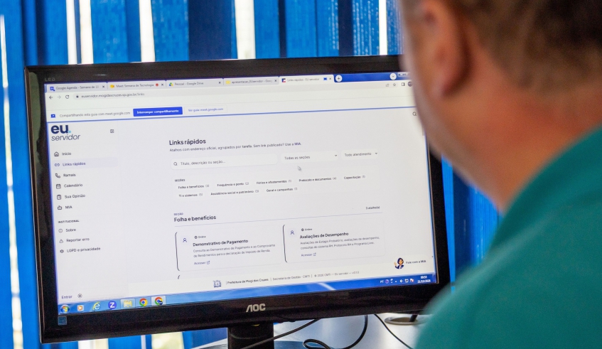 EU Servidor é um portal de comunicação interna que oferece links rápidos para acessos oficiais, calendário de de pagamentos e outros serviços aos servidores (Divulgação/PMMC)